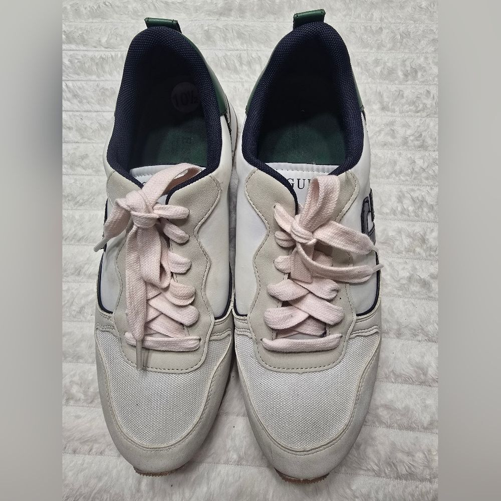 GUESS Men's White and Green Sneakers - Picture 4 of 5